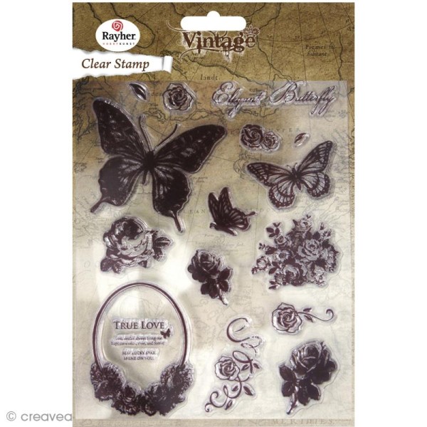 Tampon transparent Rayher - Vintage Butterfly x 15 - Photo n°1