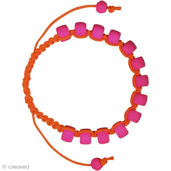 Kit bracelet type shamballa fluo - Orange et Rose - Photo n°2