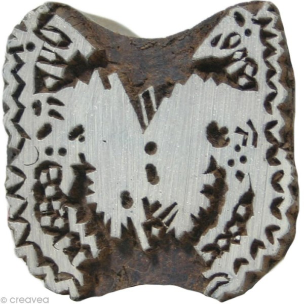 Tampon en bois Blockwallah - Papillon - 4,5 x 4,5 cm - Photo n°1