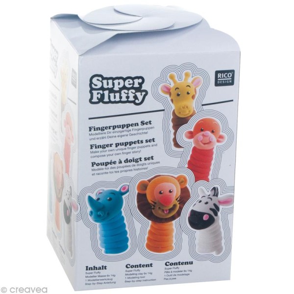 Pate à modeler Super Fluffy - Set Poupée Doigt 6 x 14 g - Photo n°1