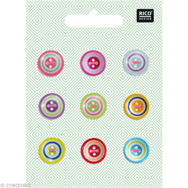 Boutons Plastique - Multicolores 1,8 cm - 9 pcs - Photo n°1