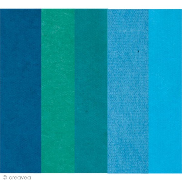 Papier de soie assortiment Bleu - Paper Poetry 50 x 70 cm - 5 feuilles - Photo n°1