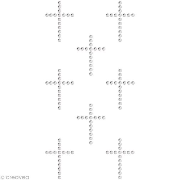 Strass à coller motif Croix d'église Cristal 2,3 x 1,7 cm x 8 - Photo n°1