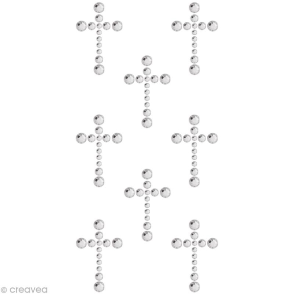 Strass à coller motif Croix Cristal 2,5 x 1,6 cm x 8 - Photo n°1