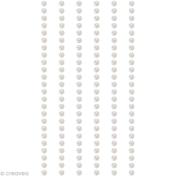 Perle autocollante 3 mm - 6 bandes de 24 perles - Photo n°1