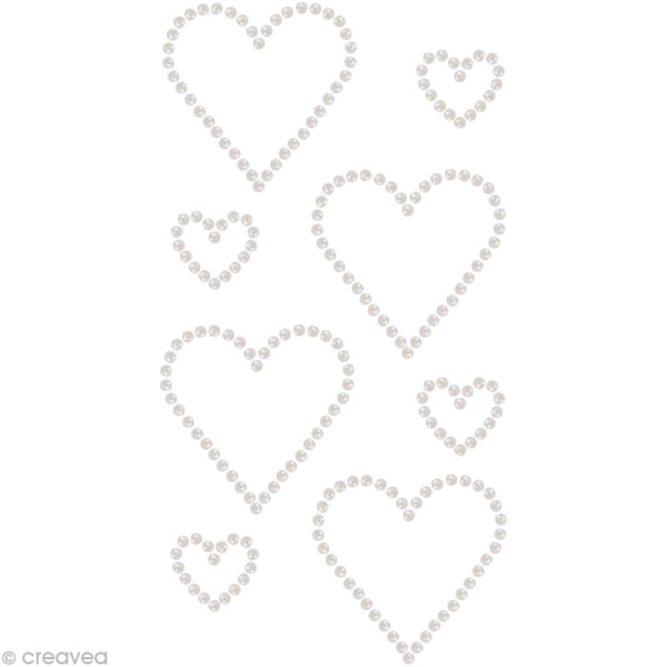 Perles à coller motif Double coeur 3 x 3 cm et 1,7 x 1,5 cm x 8 - Photo n°1