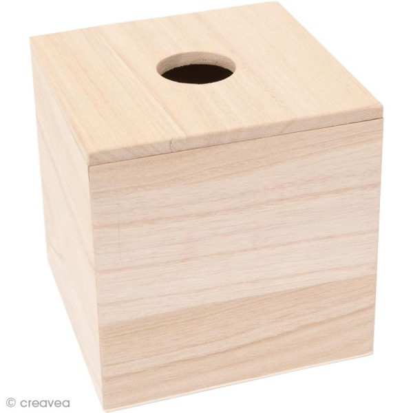 Boîte à mouchoir en bois à décorer - Carrée 13 cm - Photo n°1