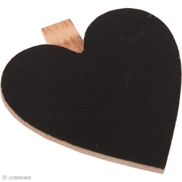 Mini ardoise coeur - clip pince à linge - 6,5 cm - Photo n°1