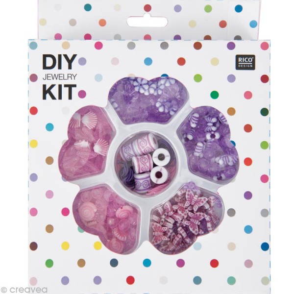 Kit bijoux - DIY Jewelry Beads - Lilas / Rose - Photo n°1