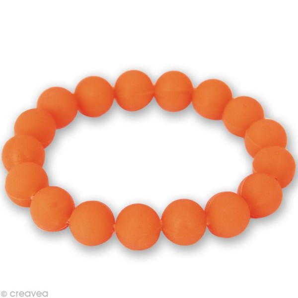 Bracelet silicone - Boules Fluo Orange - 6 cm - Photo n°1