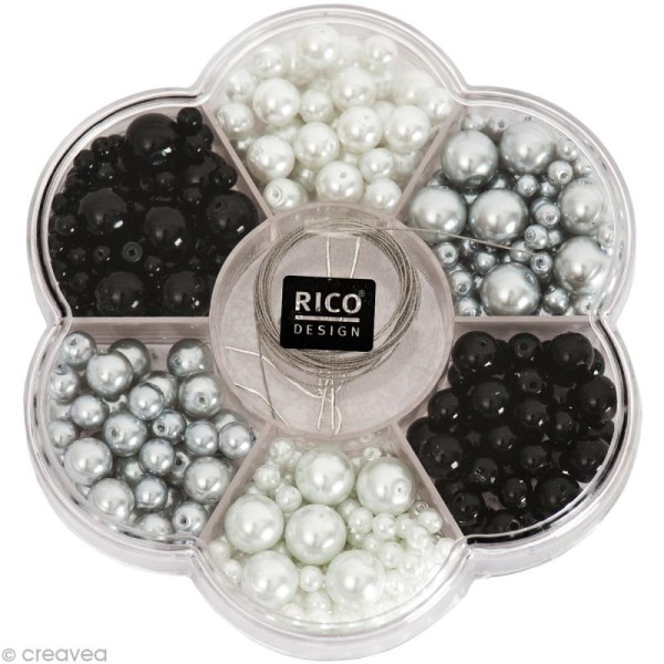 Kit Perles Bijoux - Renaissance - Noir / Blanc - Photo n°1