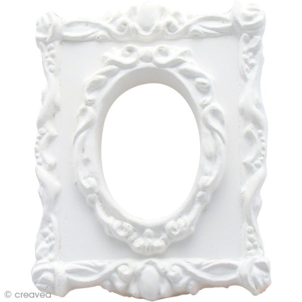 Forme en plâtre - Cadre rectangle baroque ovale 9 x 6,8 cm - Photo n°1