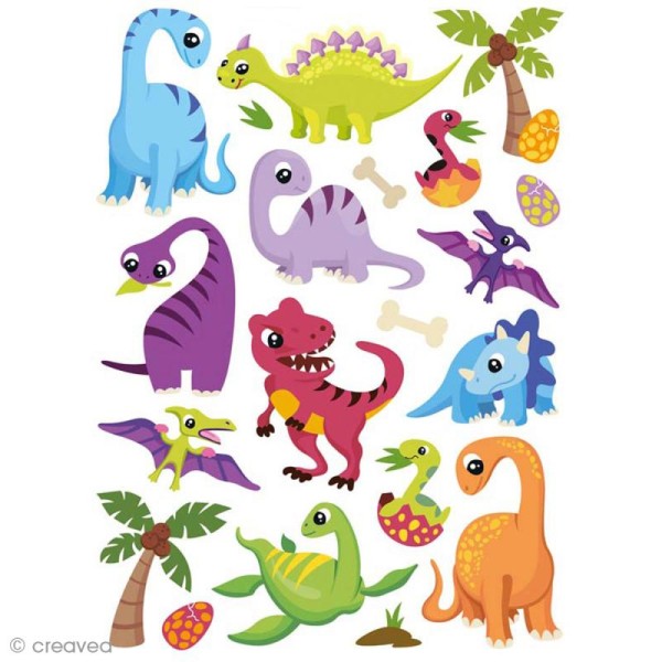 GOMMETTES DINOSAURES ADHESIVES REPOSITIONNABLE AUTOCOLLANT STICKERS 115 ANIMAUX PREHISTORIQUES 