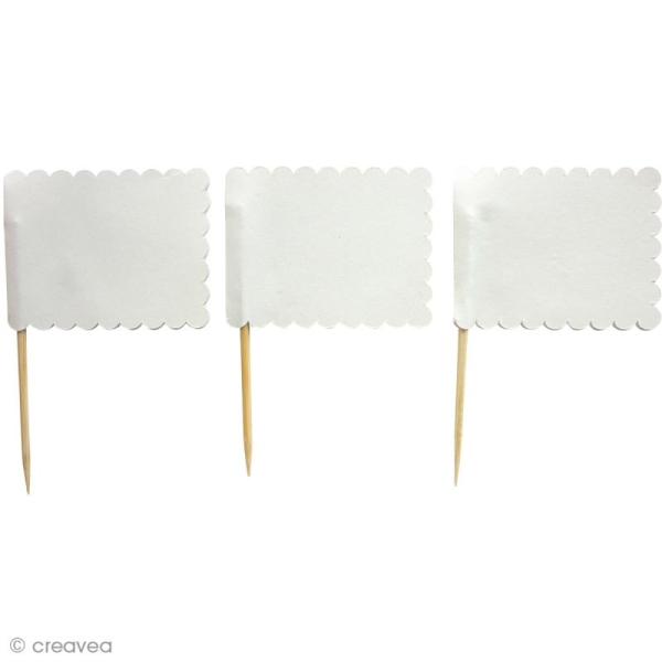Mini drapeau en papier Blanc - 7,5 x 4,5 cm - 10 pcs - Photo n°1