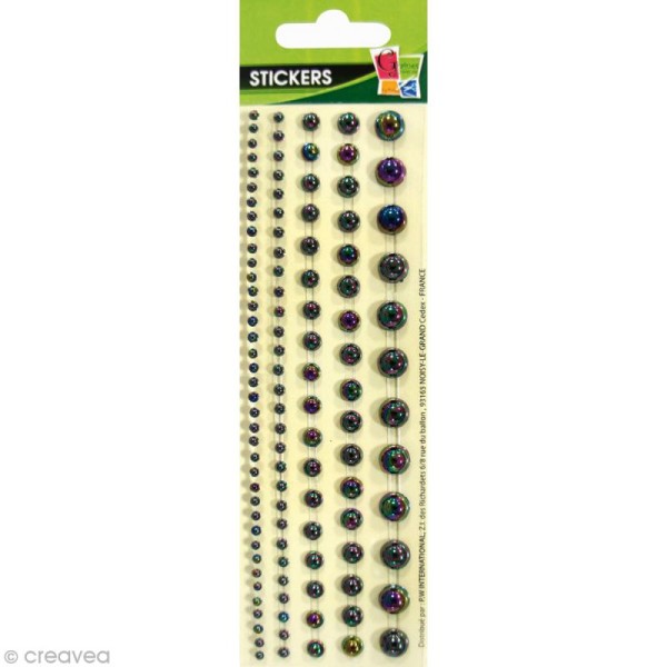 Bande de demi perles autocollantes 14,5 cm - Noir x 5 - Photo n°1