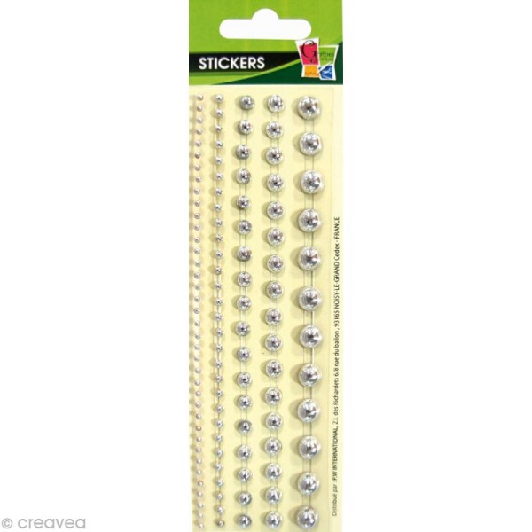 Bande de demi perles autocollantes 14,5 cm - Argent x 5 - Photo n°1
