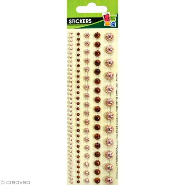 Bande de demi perles autocollantes 14,5 cm - Marron x 5 - Photo n°1