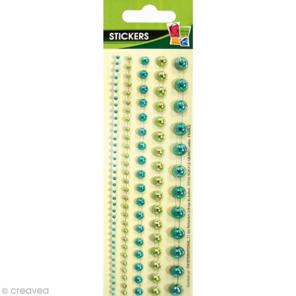 Bande de demi perles autocollantes 14,5 cm - Vert x 5 - Photo n°1