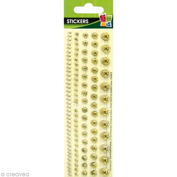 Bande de demi perles autocollantes 14,5 cm - Or x 5 - Photo n°1