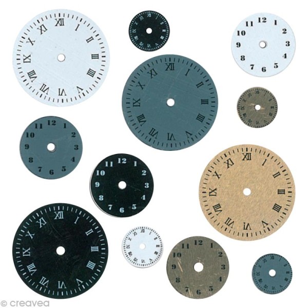 Embellissement scrap - Horloges - 12 cadrans - Photo n°1