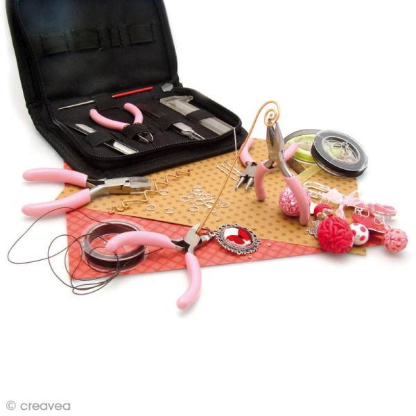 Kit pour fabrication de bijoux - Coupelles et pinces à bijoux - 7 pcs - Pince  bijoux - Creavea