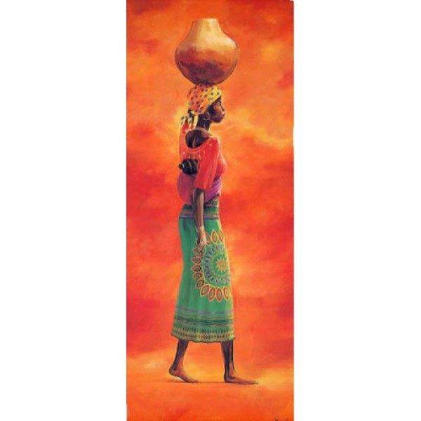 Image 3D Femme - Africaine jupe verte 20 x 50 cm - Photo n°1