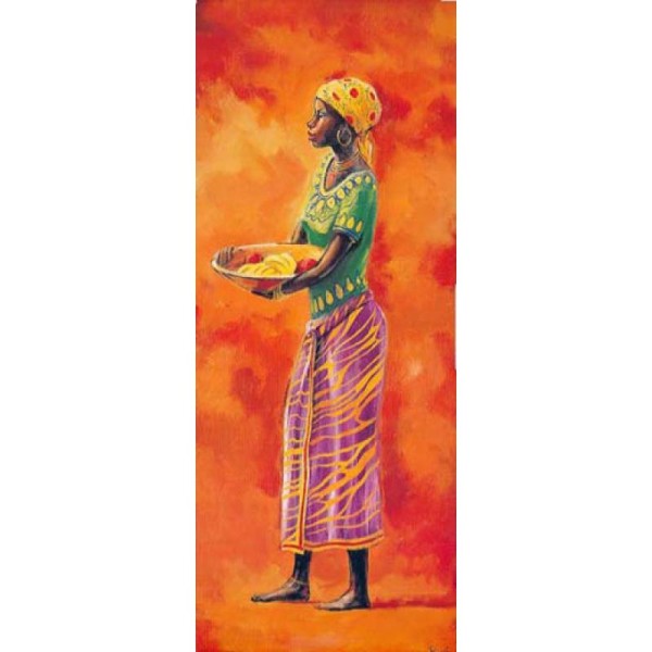 Image 3D Femme - Africaine jupe violette 20 x 50 cm - Photo n°1