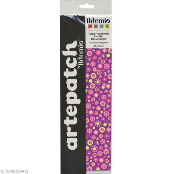 Papier décoratif à coller Artepatch - Fleurs fond mauve - 40 x 50 cm - Photo n°3