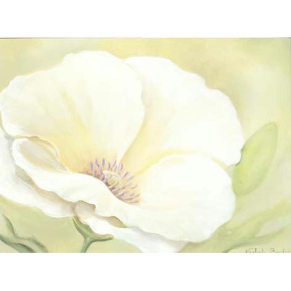 Image 3D Fleur - Coquelicot blanc sur fond vert 30 x 40 cm - Photo n°1
