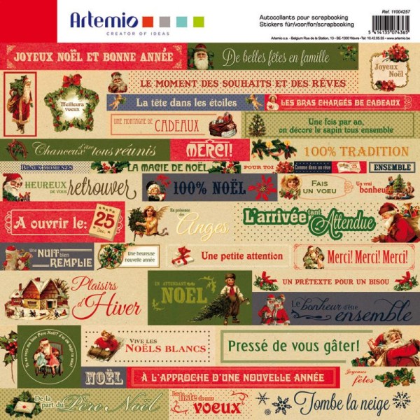Stickers Noël traditionnel x 44 - 1 planche 30,5 x 30,5 cm - Photo n°1