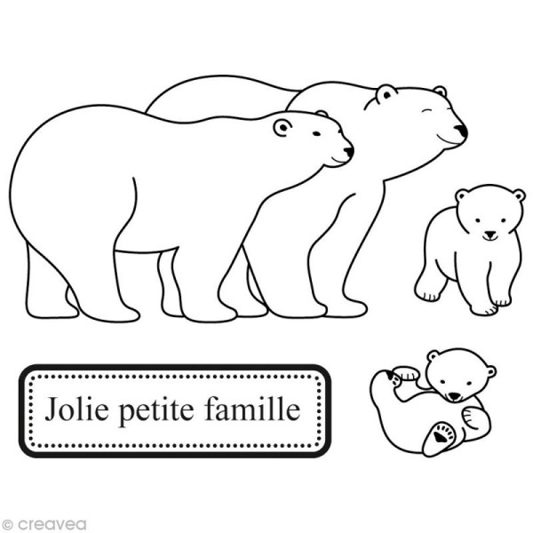 Mini tampon transparent Ours Jolie petite famille - Planche 7 x 9 cm - Photo n°1