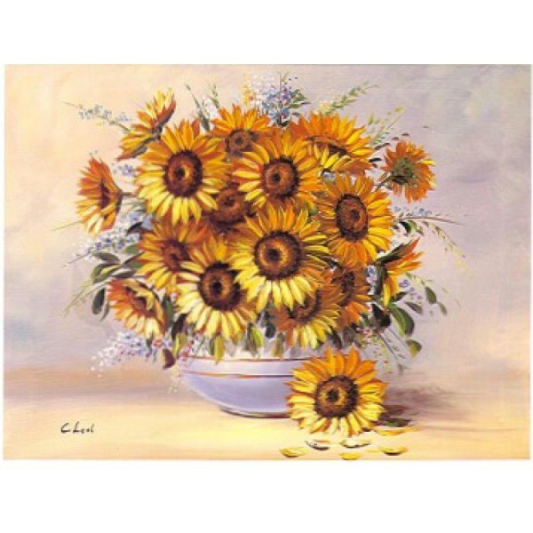 Image 3D Fleur - Vase avec tournesols 24 x 30 cm - Photo n°1