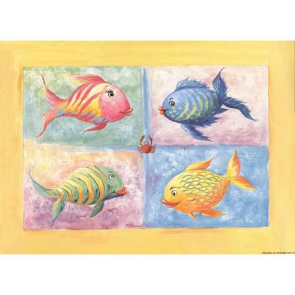 Image 3D Enfant - 4 poissons colorés 24 x 30 cm - Photo n°1