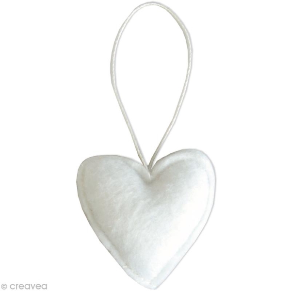 Coeur blanc en feutrine à décorer 6 cm x 6 - Photo n°1