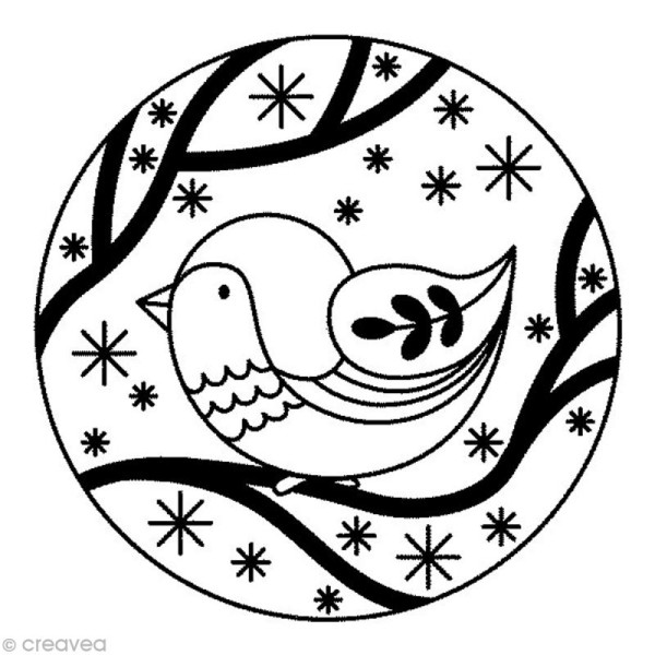 Tampon Noël russe - Rond oiseau - 5 x 5 cm - Photo n°1