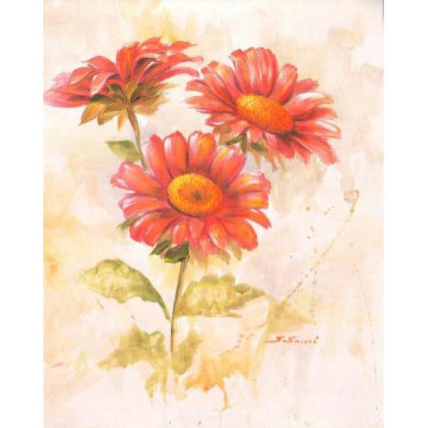 Image 3D Fleur - 3 fleurs rouges sur fond clair 24 x 30 cm - Photo n°1