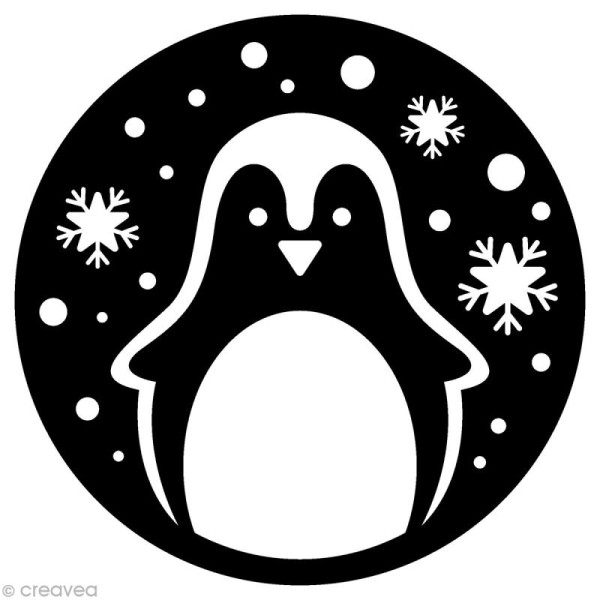 Tampon Noël - Rond pingouin - 4,5 x 4,5 cm - Photo n°1