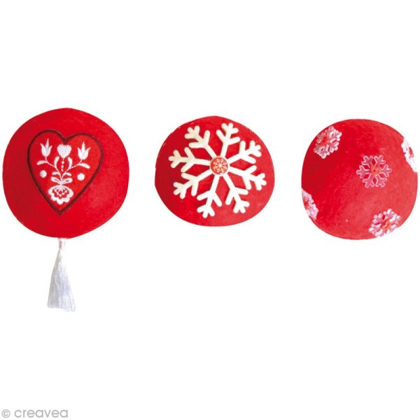 Boule rouge en feutrine à décorer 6 cm x 6 - Photo n°3