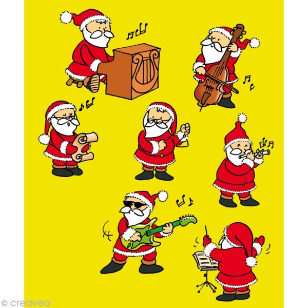 Tampon transparent Pères Noël musiciens - Planche 14 x 18 cm - Photo n°2