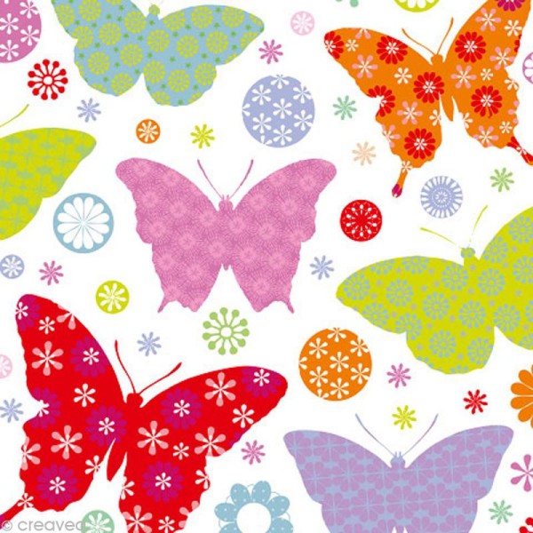 Serviette en papier Animaux - Papillons multicolores - 20 pcs - Photo n°1