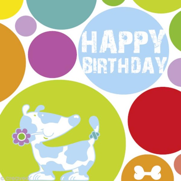 Serviette en papier Anniversaire - Happy birthday chien - 20 pcs - Photo n°1