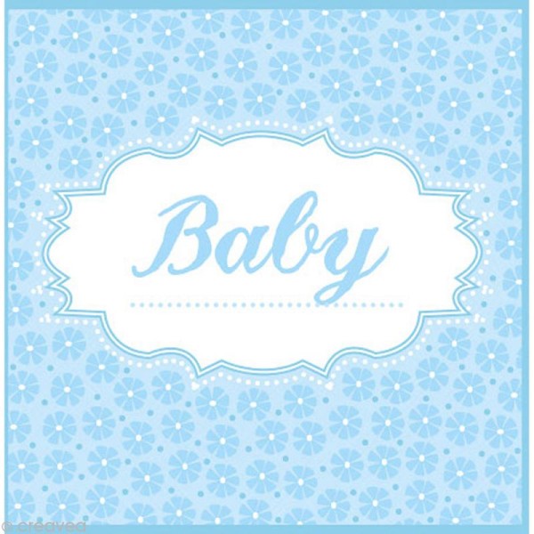 Serviette en papier Naissance - Baby bleu - 20 pcs - Photo n°1