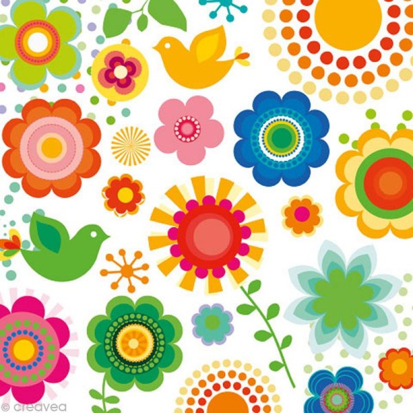 Serviette en papier Fleur - Fleurs multicolores 1 - 20 pcs - Photo n°1