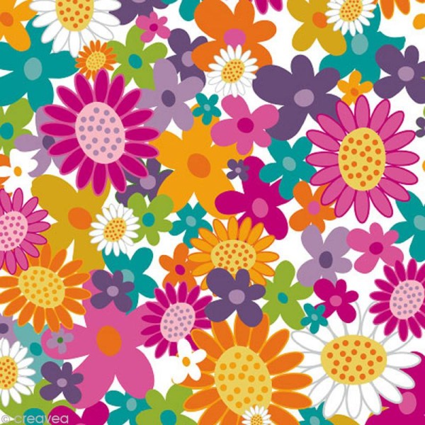 Serviette en papier Fleur - Marguerites multicolores - 20 pcs - Photo n°1