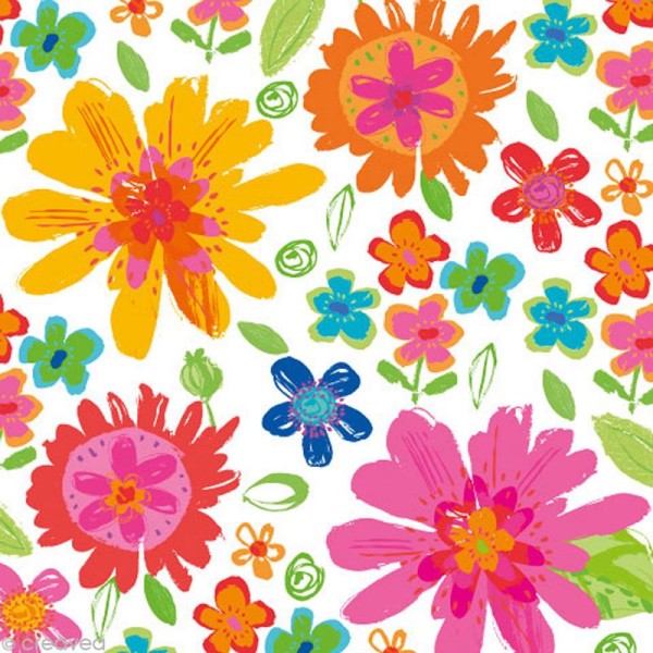 Serviette en papier Fleur - Fleurs multicolores 2 - 20 pcs - Photo n°1