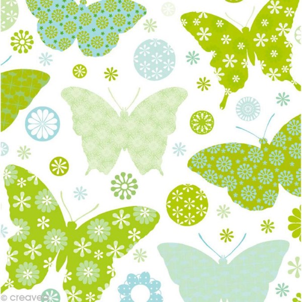 Serviette en papier Animaux - Papillons, harmonie de verts - 20 pcs - Photo n°1