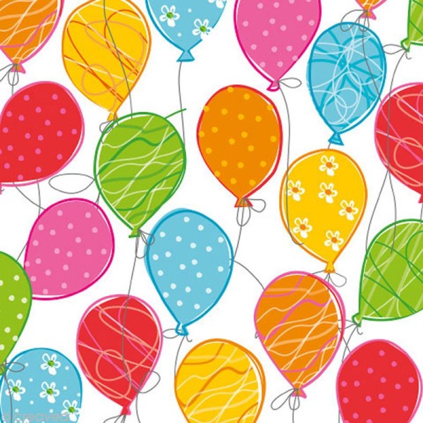 Serviette en papier Anniversaire - Ballons multicolores - 20 pcs - Photo n°1