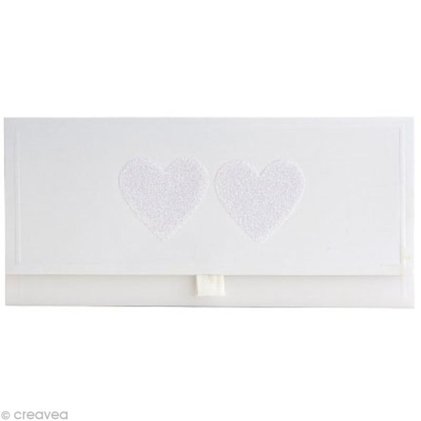 Enveloppe cadeau Mariage - Deux coeurs paillettes - 23x11 cm - Photo n°1