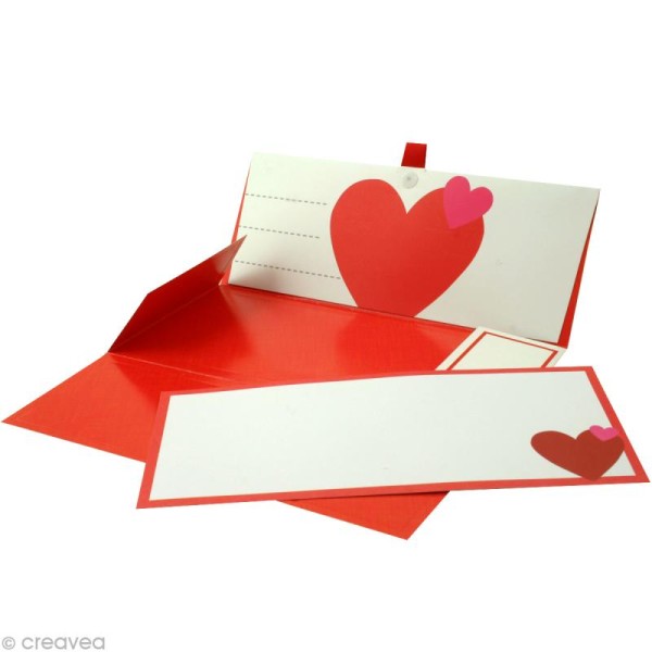 Enveloppe cadeau Mariage - Coeur rouge sur fond blanc - 23x11 cm - Photo n°2
