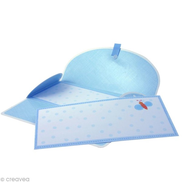 Enveloppe cadeau Naissance - Fond bleu pois blancs - 23x11 cm - Photo n°2